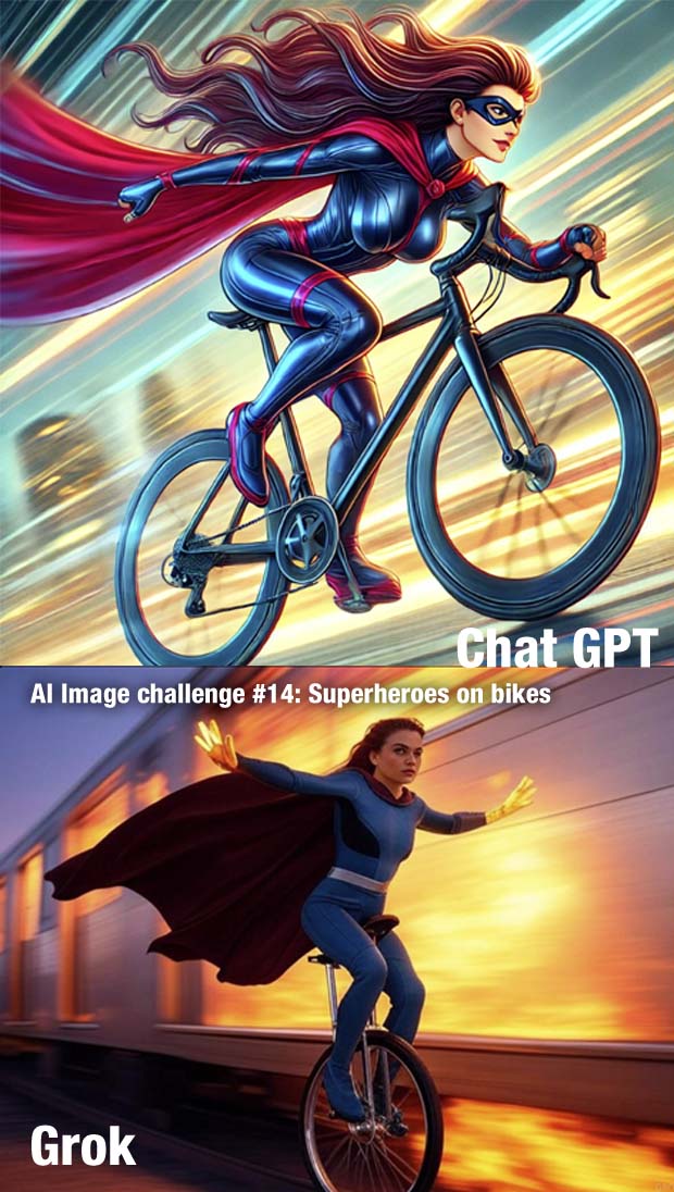 AI Challenge number 14 - superhero women on bicycles AI Challenge number 14 - superhero women on bicycles