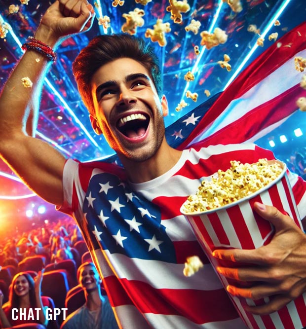 Captain America fan celebrating 4 Captain America fan celebrating 4