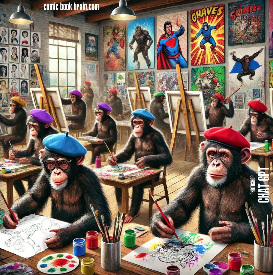 Chimps making comics go