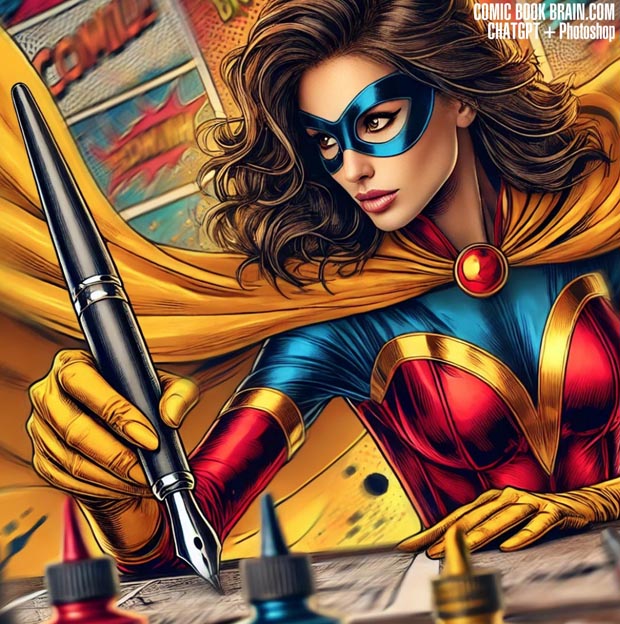 Superhero Artist 3 drawing a comic book CHAT GPT