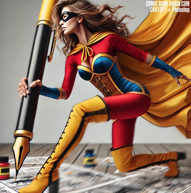 Superhero Artist 4 drawing a comic book CHAT GPT