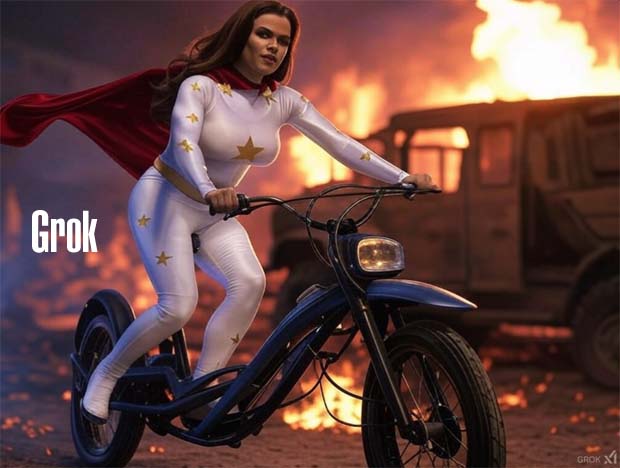 Superhero woman on bike #2 Superhero woman on bike #2