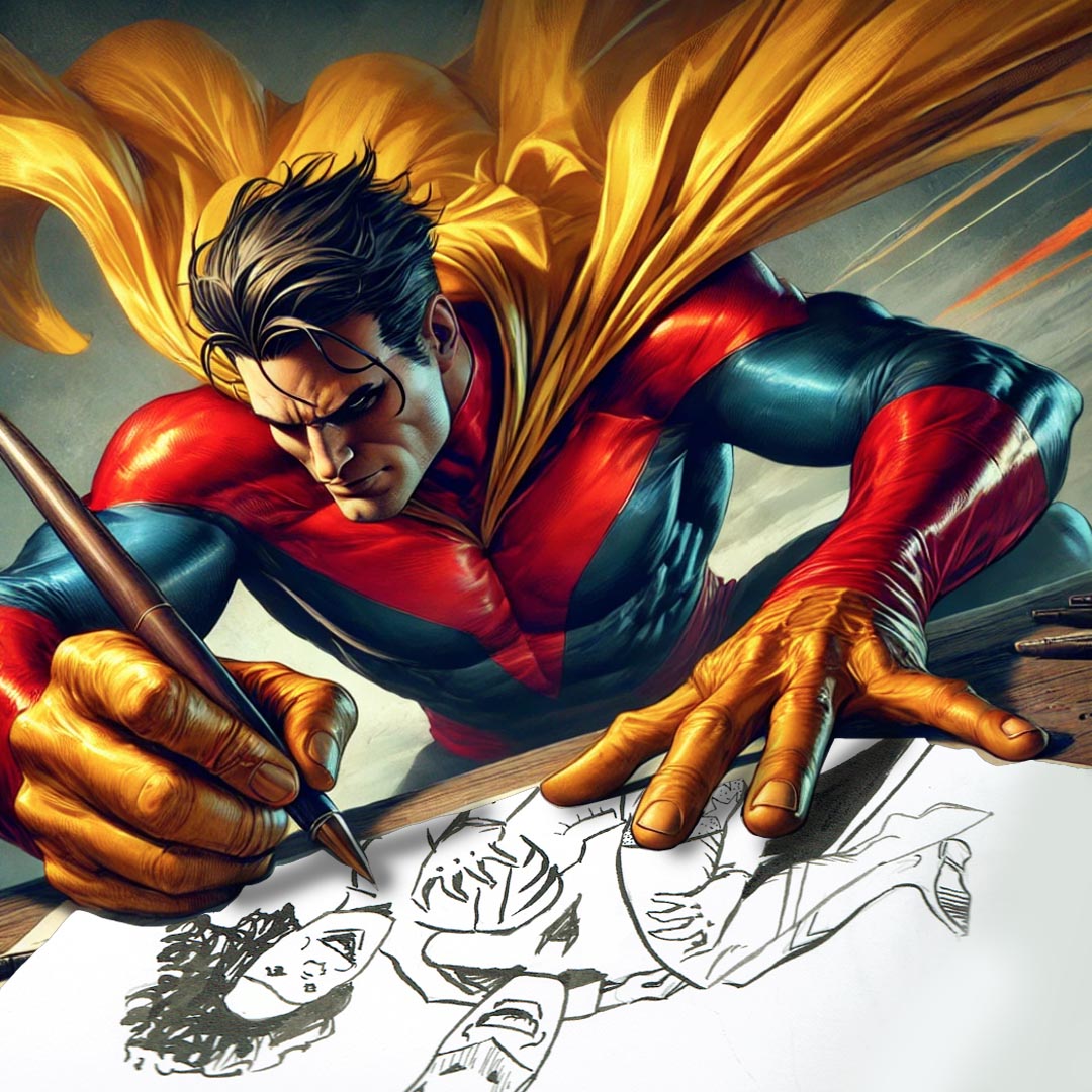 Draw the comic book Superhero Man