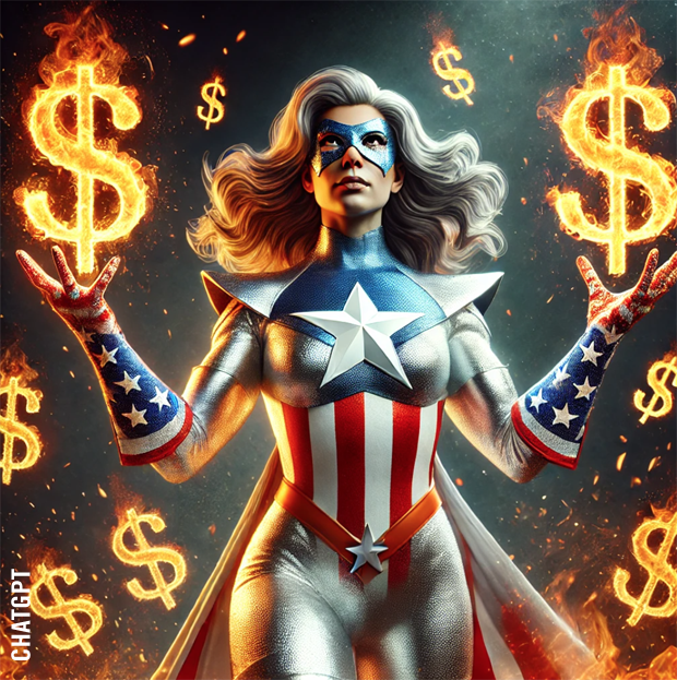 Flaming Dollar Bills in the rain with Superhero Girl 14