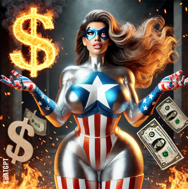 Flaming Dollar Bills in the rain with Superhero Girl 15