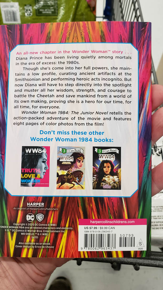 Back of the Junior Novel Wonder Woman 84